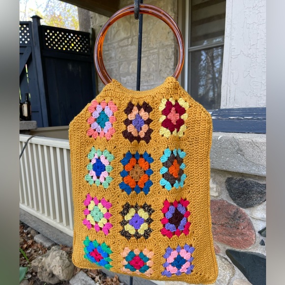 Vintage one-of-a-kind crochet granny square bag - Picture 5 of 5